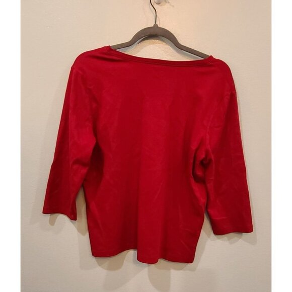 L.L. Bean Shirt Women's Large Cranberry Red Basic Long Sleeve Tee Shirt Thick - Picture 2 of 5